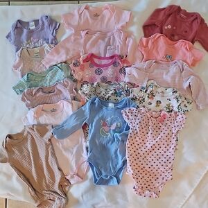 Assorted Baby Girl Onesies in Pink and Blue BUNDLE